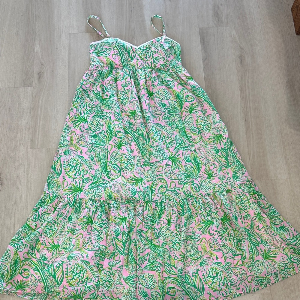 Lilly Pulitzer Hiedi Cotton Maxi Dress in Fins and Flippers